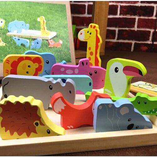 Animal Creative Puzzle Puzzle Shape slab fun puzzle board Monswood wooden early teaching toys