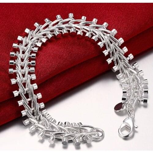 Hot Selling Silver 925 Jewelry Chain Link Bracelet Women Men Luxury Jewelry Wholesale