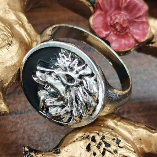Mens lion head design Punk ring party animal ring domineering Lion Ring mens jewelry