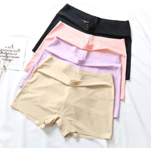 New Summer Thin Women Large Size Safety Shorts Ice Silk Cool High Elasticity Plus Size Safety Pants Shorts Under Skirt Female