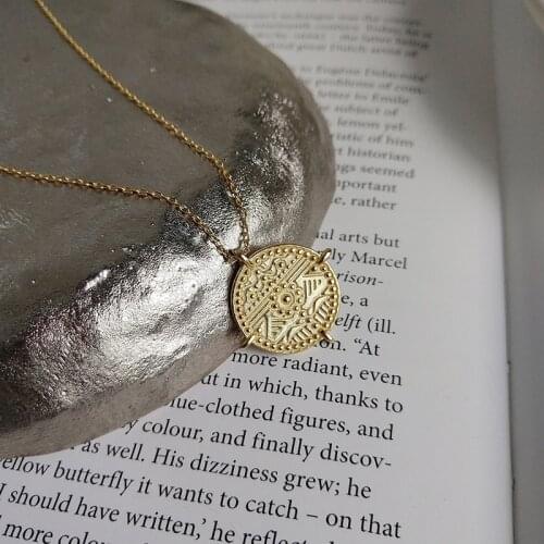 WTLTC 925 Sterling Sliver Starry Sky Pendant Necklaces Round Disc Charm Necklace Dainty Medallion Chokers Celestial Jewellery