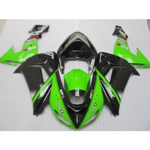Custom painted Fairing kits for Kawasaki ZX10R 2006 2007 black green NINJA ZX 10R 06 07 ABS motorcycle fairings set YH13