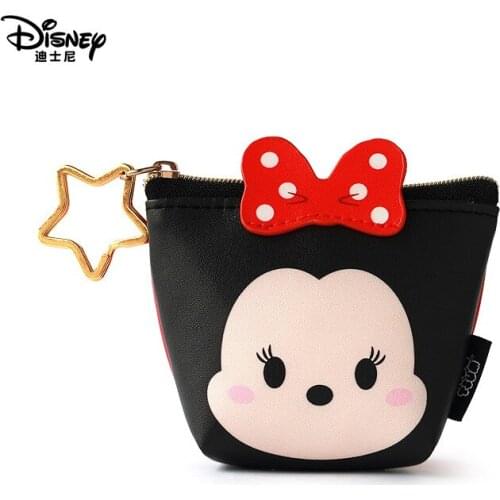 Disney Minnie Mouse portable cosmetic make up bag multi-purpose storage tsum coin cartoon purse handbag Stitch Makeup PU leather