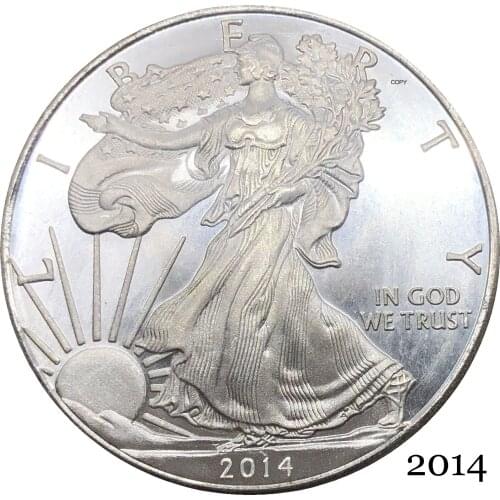 United States America 2014 W S In God We Trust 1 OZ Fine Silver Bullion Eagles One Dollar Silver Plated Copy Commemorative Coin