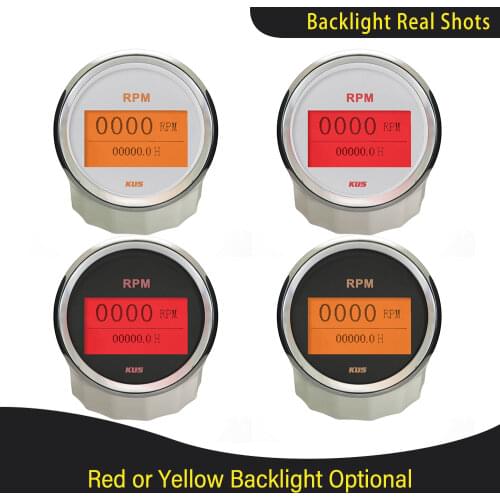 KUS Marine Outboard Tachometer 6000RPM With LED Hourmeter Boat Truck Car RV Waterproof Meter Red and Yellow Backlight available