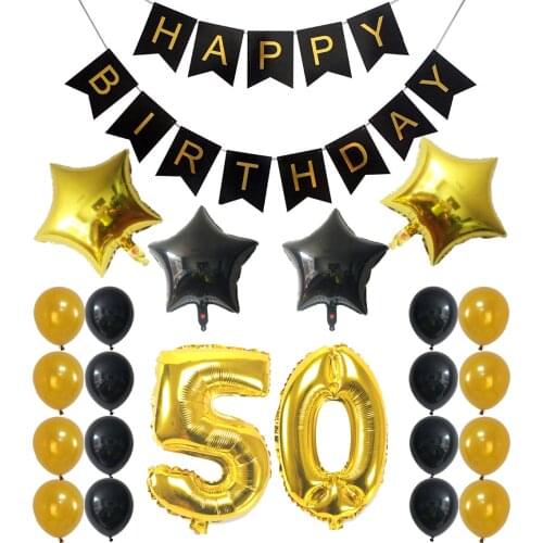 10th/20th/30th/40th/50th Gold Balck & White Latex Balloons Anniversary Birthday Decoration Party Happy birthday Foil Balloons