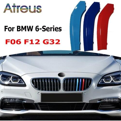 Atreus 3pcs ABS Car Racing Grille Strip Trim Clip For BMW G32 F06 F12 6 Series GT GT6 6GT M Power Auto Sticker Accessories
