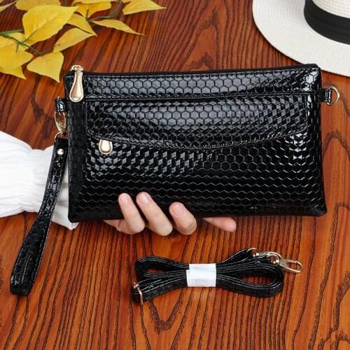 Patent Leather Women wallet Zipper Wallet multifunction wristlet clutch bag women Handbag lady Phone Pocket Ladies Carteras