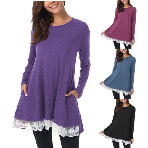 Women Summer Dress 2021 New Loose Big Yards Pure Color Round Collar Pocket long-sleeved Mini Dress Vestido De Mujer LCY8630
