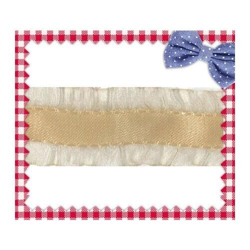 1-1/2 Inch(38mm) Diy hair accessories edges crushed Tan ruffle ribbon