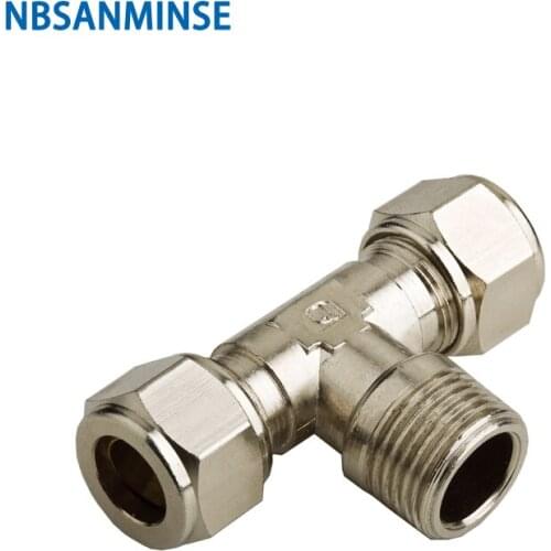 10Pcs/lot KT 1/8 1/4 3/8 1/2 Pneumatic Compression Brass Fitting R Thread Pneumatic Parts Tube Fittings Air Fitting Sanmin