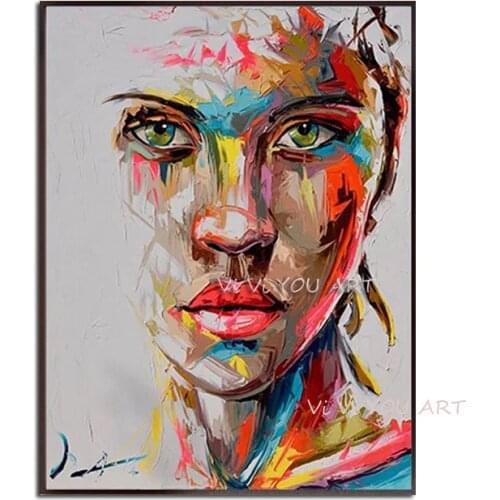 100% Hand Painted Abstract Portrait Colorful Oil Painting Modern Big Size Canvas Painting Wall Art Posters Decor Home