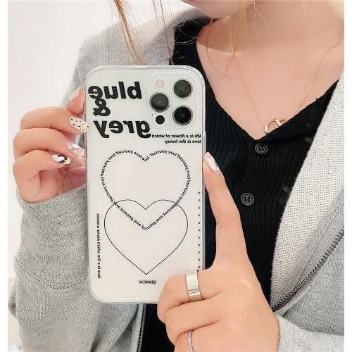 2021 Straight TPU Phone Capa Case For iPhone 12 Mini/11/12Pro Max XR XS Max Precision Love Heart Cover For iPhone SE 7 8Plus