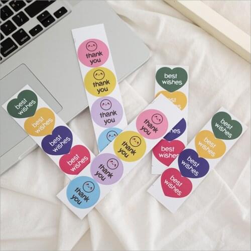 2021 School Stationery Korea Ins Salt System Cute Smile Round Dot Sticker Hand Account Sticker Diy Teenage Heart Notebook adorn