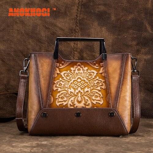 ANOKHOGI Genuine Leather Vintage Female Shoulder Bag Fashion Multicolor Large Capacity Handbag zx159