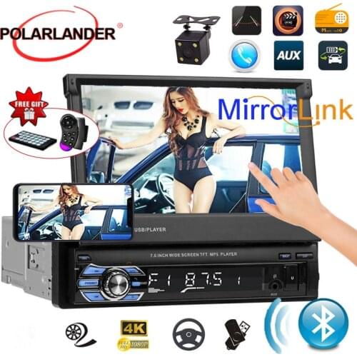 Retractable 1 DIN 7 inch Autoradio Car Stereo Radio MP5 Bluetooth/USB/TF/Aux-in HD Touch Screen Cassette Rear View Camera
