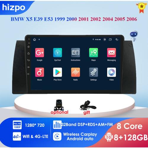 Hizpo For BMW X5 E39 E53 1999-2006 M5 Car Radio Multimedia Video Player Navigation GPS Android 10 Stereo WIFI FM AM RDS OBD2 SWC