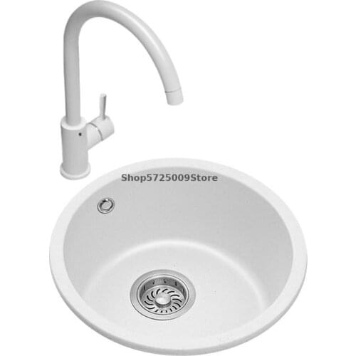 White Quartz Stone Kitchen Bar Counter Round Small Sink Single Slot Package Granite Balcony Mini Vegetable Sink
