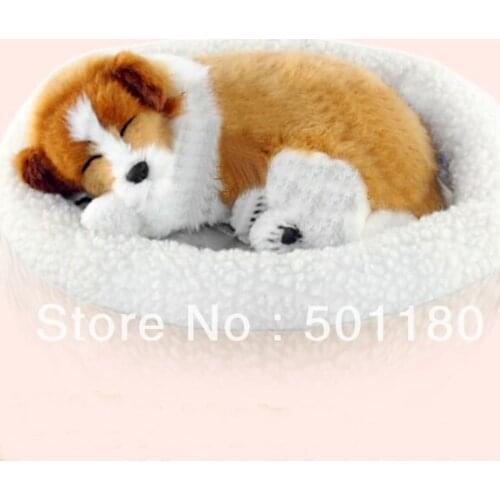 Free shipping sleeping dog with breathing handmade sleeping dog toy for birthday gift home decoration