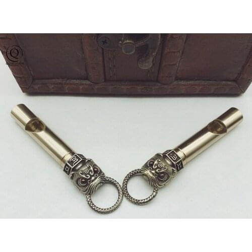 Pure Brass Outdoor Lion Whistle Keyring Hanging Jewelry Copper Training High Pitch Whistles Pendant Gifts Key Chain Ring DIY