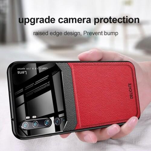 For Xiaomi Mi Note 10 Pro Case PU Leather Plexiglass Back Cover Hard Case For Xiaomi Mi NOTE10 MiNote10 Phone Cover Protector