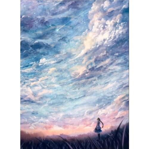 DIY 40X50 Oil Painting By Numbers Girl sky paint by numbers On Canvas Home Decor Digital Painting chrismas