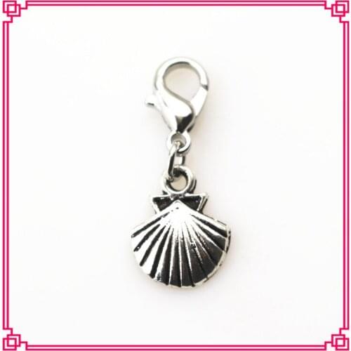 Hot selling silver conch dangle charms for floating lockets lobster clasp charms pendant diy jewelry