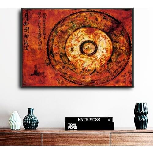 Ancient Treasure Map Sailing Compass Art Canvas Print Painting Wall Picture Fashion Living Room Home Decoration Movie Poster