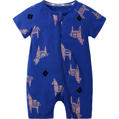 2021 Summer Clothes Zipper Romper Boy Girls Jumpsuit Newborn Clothing Toddler Baby Onesie Cartoon Short Sleeve Infant Costumes