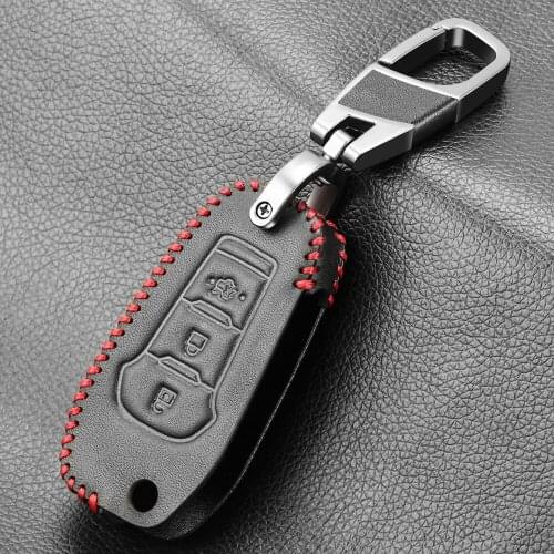 Leather Car Key Case For Ford F-150 F-250 F-350 Explorer Ranger KA Fiesta Mondeo Cover Keyless Remote Fob Shell Skin Holder
