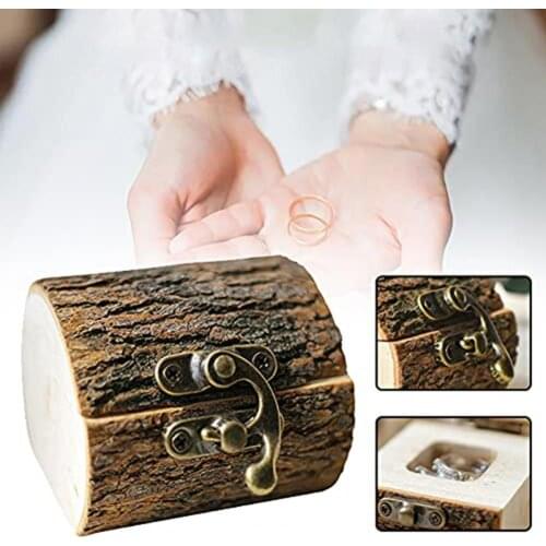 Creative Ring Box Wooden Handmade Crafts Rustic Jewelry Storage Holder Personalized Ring Bearer Box Wedding Gifts 2021 New Hot