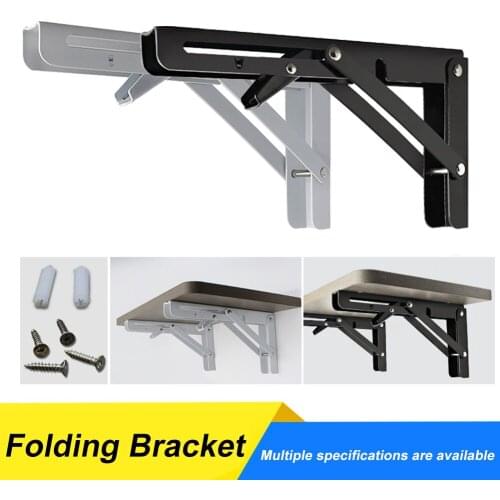 2Pcs 8inch Triangle Stainless Steel Bracket Adjustable Wall Mounted Bench Table Shelf Bracket Max Load 60KG Iron Folding Bracket