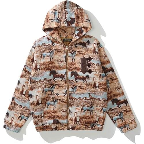 Cartoon Letter Embroidery Streetwear Mens Hooded Jackets Vibe Style Harajuku Oversize Loose Retro Autumn Coat Loose Hip Hop Tops