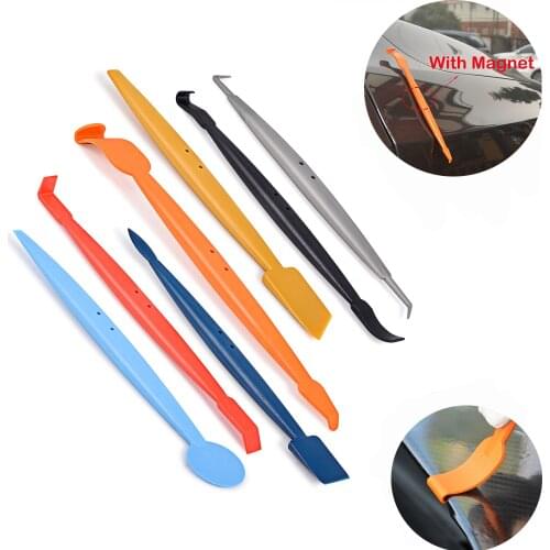 FOSHIO 7pcs Vinyl Film Wrap Magnetic Squeegee Car Wrapping Foil Magnet Micro Scraper Set Car Stickers Decal Window Tint Tool Kit