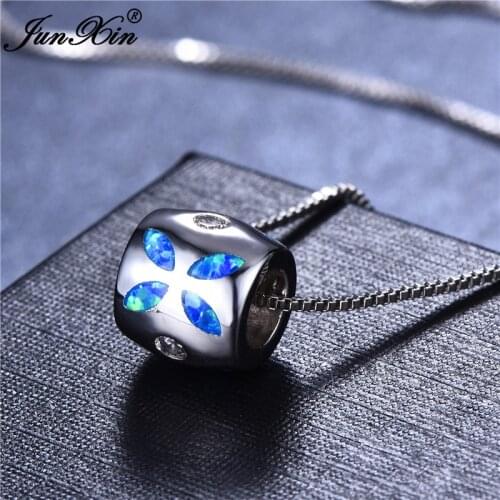 Cute Female Big Butterfly Animal Pendants Necklaces Vintage silver color Jewelry Boho Blue Fire Opal Necklaces For Women