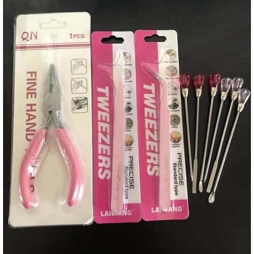 Pink Pliers Tweezers Tool Muddler Poke Needle Spoon DIY Resin Crafts Tool Set For Silicone Resin Mold Jewelry Making Tools