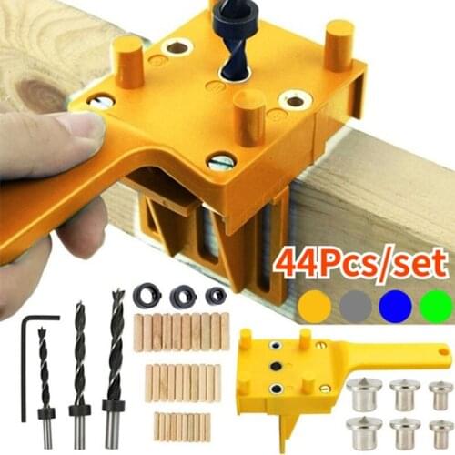 Wood Doweling Jig Punch Locator Drill Guide Handheld Pocket Hole Jig Kit Woodworking Drill Bit Hole Puncher for Dowel Joint
