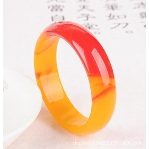 Natural Genuine Red Yellow Jade Bracelet Bangle Chinese Hand-Carved Jadeite Charm Jewelry Amulet Fashion Men Women Lucky Gifts