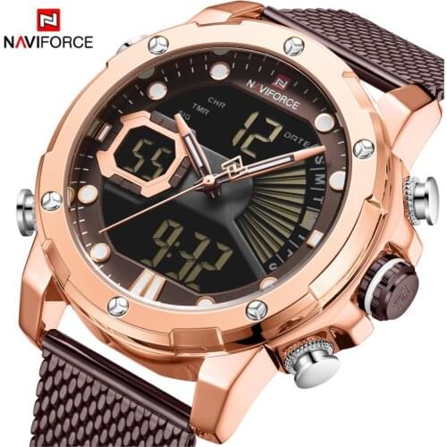 NAVIFORCE Watch Men Sport Quartz Timepiece Top Luxury Brand Stainless Steel Waterproof LED Digital Wristwatch Relogio Masculino