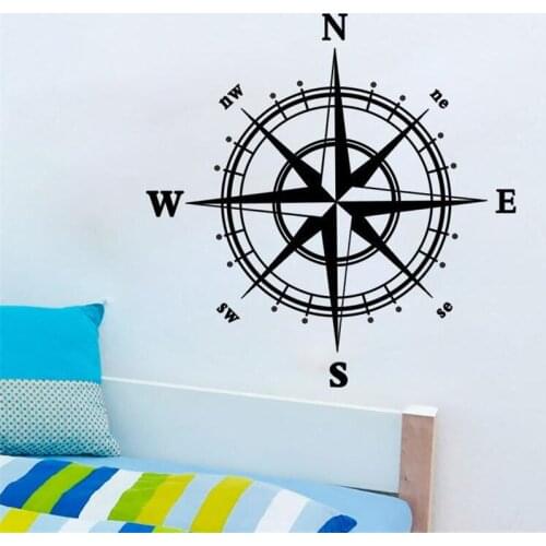 New Sailing Compass Wall Decal Vinyl Sticker Nautical Wall Art Decor Directional North South East West For Baby Kids Rooms Decor
