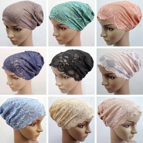 New style assorted colors lace underscarf,muslim scarf hats FB0120