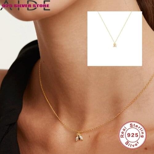 Aide 925 Silver Mini Bee Pendant Collares Necklace Necklaces For Women 2021 Trend Choker Necklaces Charms Naszyjnik