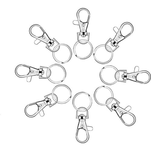 50pcs/lot Silver Plated Lobster Clasp Hooks for Necklace&Bracelet Chain DIY Jewelry Findings Metal Key Chain Rings Swivel Clasps