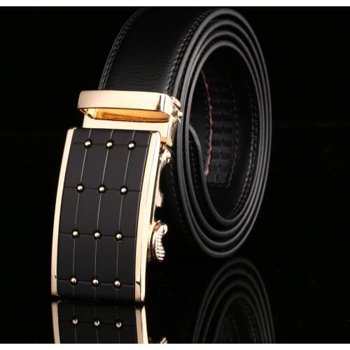 Fashion Mens Belt Jeans Genuine Leather Waist Trouser Belts Male Luxury Designer Automatic Buckle Gift for Men Black 2021 New