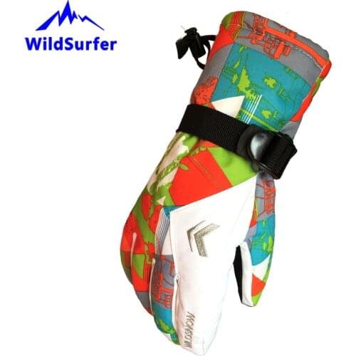 WildSurfer Couple Waterproof Ski Gloves Men Snowboard Heated Gloves Mittens Snowboard Women Sport Thermal Skiing Gloves W309
