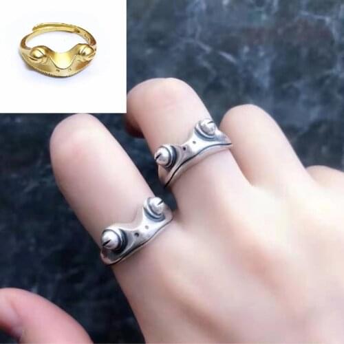 New Retro Big Eyes Frog Womens Ring Fashion Metal Opening Adjustable Animal Ring Accessories Party Jewelry Two Colors