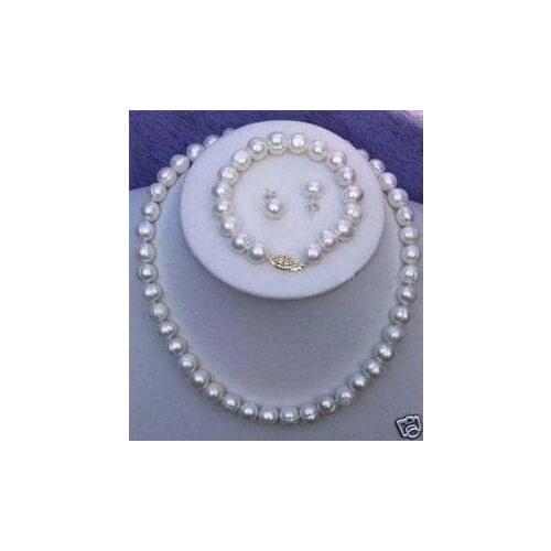 TAHITIAN salt water Pearl Necklace Bracelet Earring Set Fashion AKOYA Free shipping