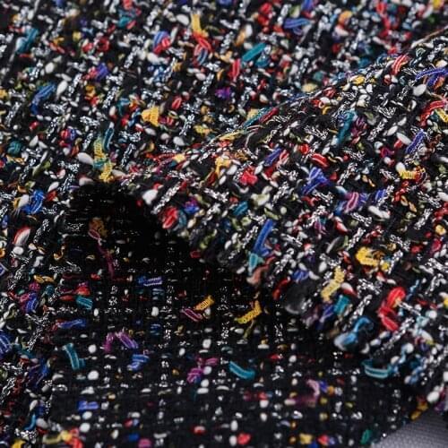 100x145cm Colorful Ribbon Tweed Fabric Yarn Dyed Braided Tweed Fabric For Women Overcoat Tweed Coat Fabric