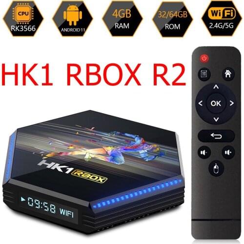 Android 11 TV BOX HK1 RBOX R2 Smart 4GB 8GB DDR4 32GB 64GB ROM RK3566 64bits 2.4G 5G WiFi 1000M LAN Bluetooth 4K HD Media Player