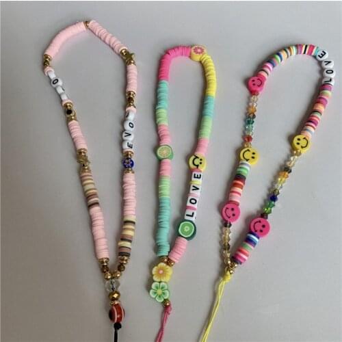 Bohemia Chain For Phone Lanyard Colorful Candy Beads Chains Strap Bracelet For Girl Women Summer Gift Trend Cute Necklace